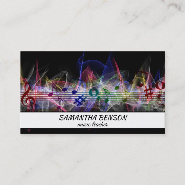 Elegant Guitar Lake Shadow Landscape Music Love  Business Card (Front)
