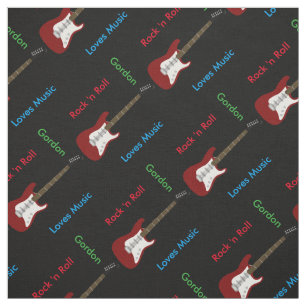 Elegant Guitar Print Fabric