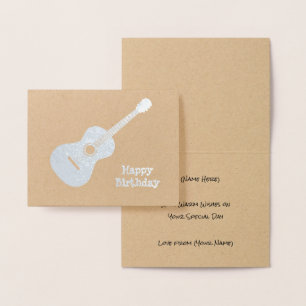 Elegant Guitar - Silver or Gold Motif for Musician Foil Card