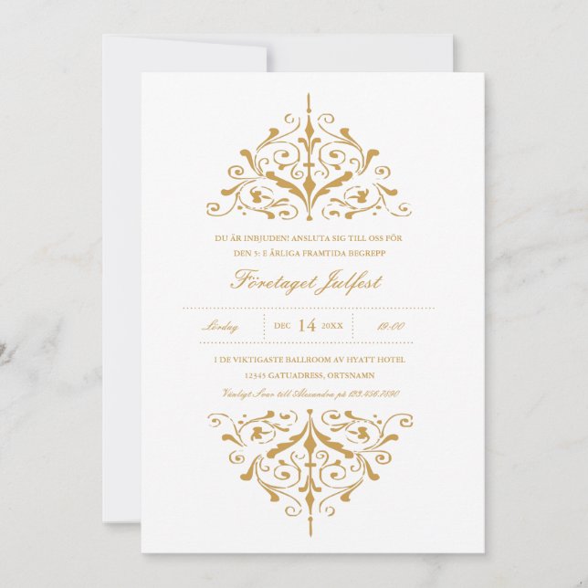 Elegant Guld Företagets Julfest Inbjudningar Invitation (Front)