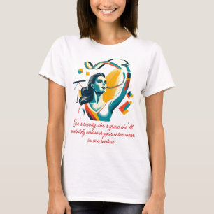 Elegant Gymnast in Retro Art Style T-Shirt