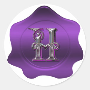 Elegant H Monogram Purple Wax Seal Look Sticker