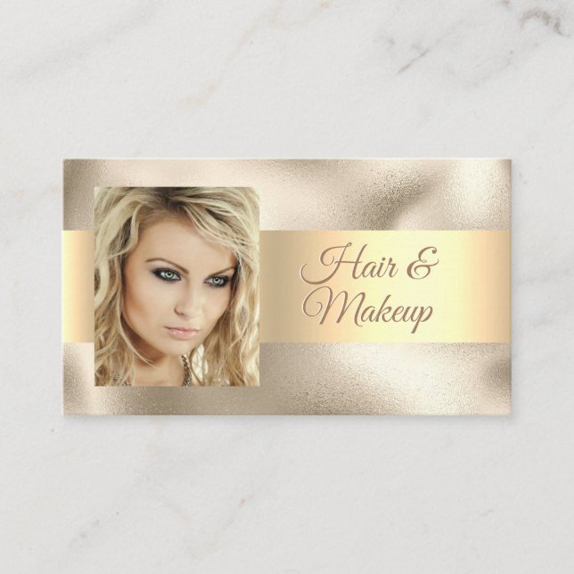Elegant Hair & Makeup Salon, DIY Name Gold/Gold Business Card (Front)