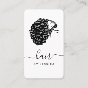 Elegant Hair Salon Black & White Afro Hair Girl    Business Card