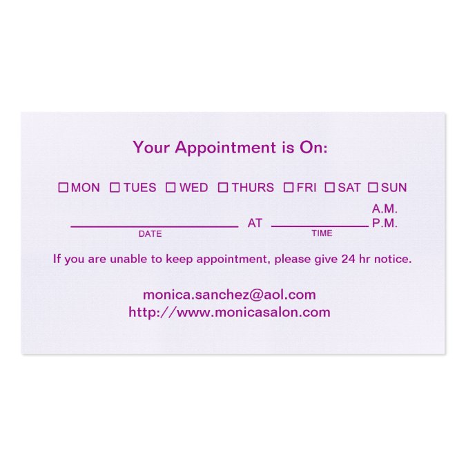 Elegant Hair Salon w/ Appointment Date Business Card Templates