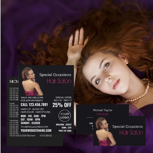 Elegant Hair Style, Hair Stylist, Hair Salon Flyer (Creator Uploaded)