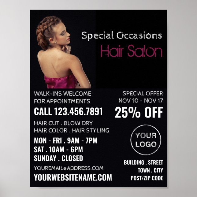 Elegant Hair Style, Hair Stylist, Hair Salon Poster (Front)