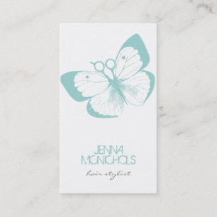 elegant hair stylist butterfly blue simple pretty business card