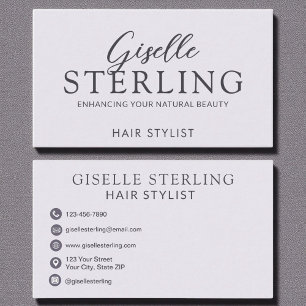 Elegant Hair Stylist Purple Lilac Script Business Card