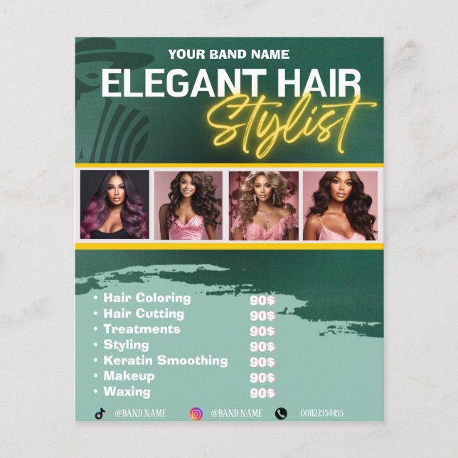 Elegant Hair Stylist Salon Makeup Waxing Flyers (Front)