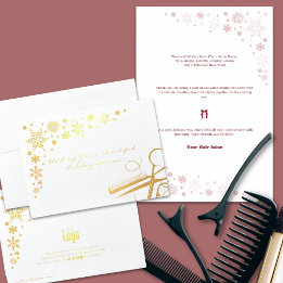 Elegant Hair Tools & Snowflake Holiday Season Gold Foil Card