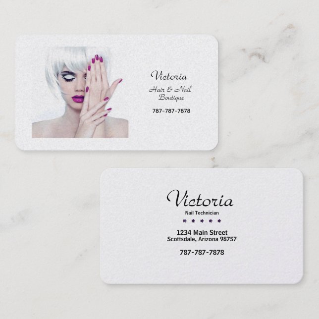 Elegant Hairstylist and Nail Boutique  Business Card (Front/Back)
