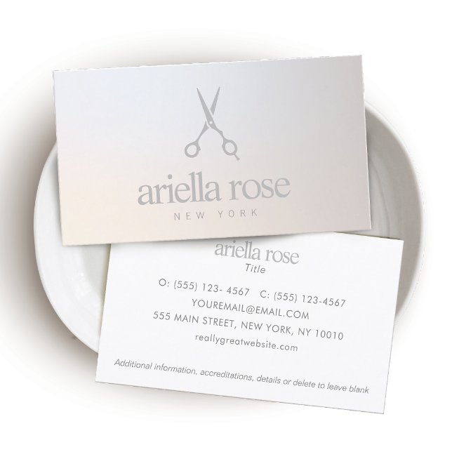 Elegant Hairstylist Scissors Luminous Gradient Business Card (Creator Uploaded)