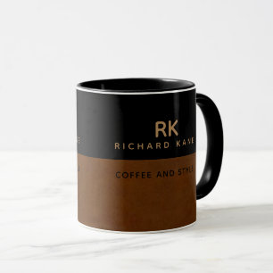 Elegant Half-Brown Half-Black Binder with Name Mug