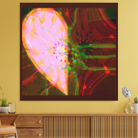 Elegant Half Heart Abstract Art Pink Green Red