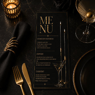 Elegant Halloween Cocktail Party Menu Card