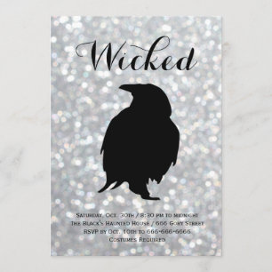 Elegant Halloween Costume Party - Raven Sparkles Invitation