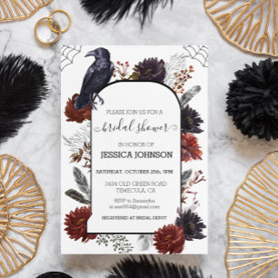 Elegant Halloween Floral Boho Bridal Shower Invitation