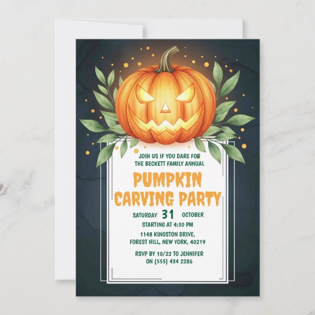 Elegant Halloween Invitation Card | Jack-o’-Lanter (Front)
