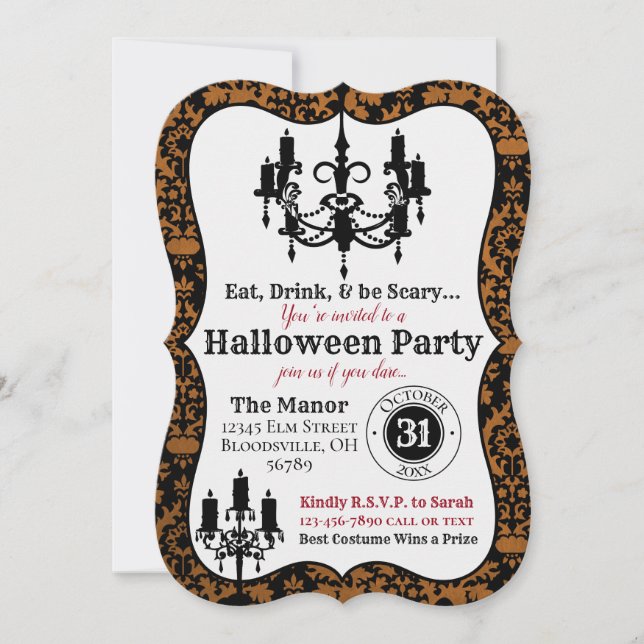 Elegant Halloween Invitation - Hallows Eve Party (Front)