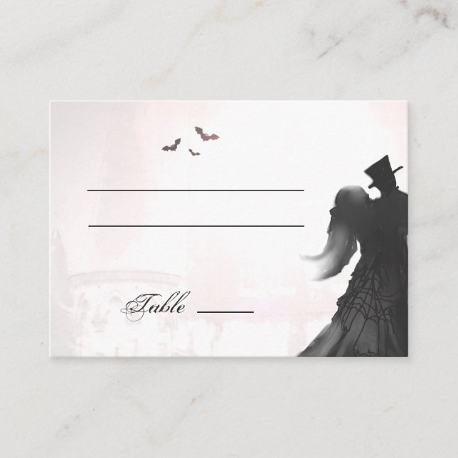 Elegant Halloween Lovers Silhouette Place Cards (Front)
