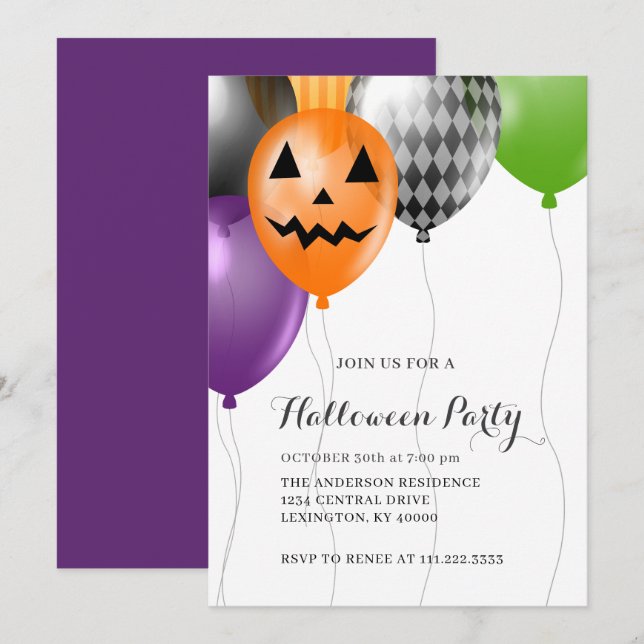 Elegant Halloween Party  Invitation (Front/Back)