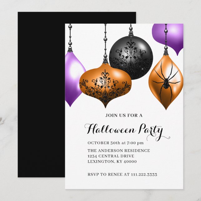 Elegant Halloween Party  Invitation (Front/Back)