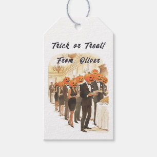 Elegant Halloween Party PumpkinHead Costume Gift Tags