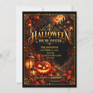 Elegant Halloween Pumpkin Party Invitation