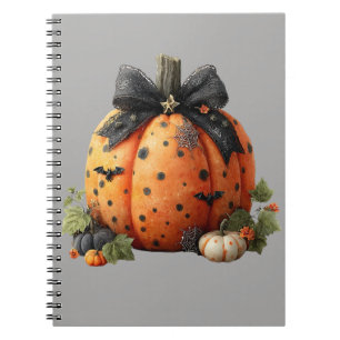 Elegant Halloween Pumpkin with Black Bow Notebook