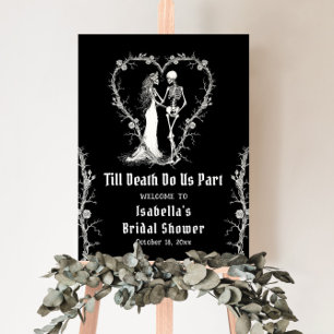 Elegant Halloween Skeleton Bridal Shower Welcome Poster