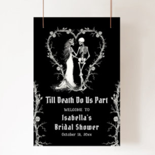 Elegant Halloween Skeleton Bridal Shower Welcome Poster