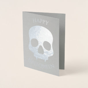 Elegant Halloween skull glam silver Foil Card