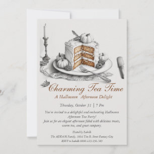 Elegant Halloween Tea Party Invitation