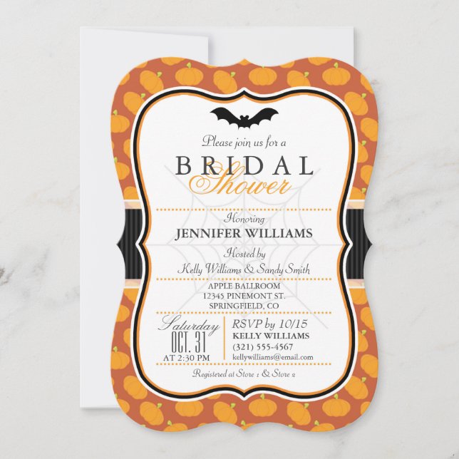 Elegant Halloween Themed Bridal Shower Invitation (Front)