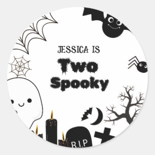 Elegant Halloween two spooky second Birthday party Classic Round Sticker