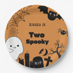 Elegant Halloween two spooky second Birthday party Paper Plate