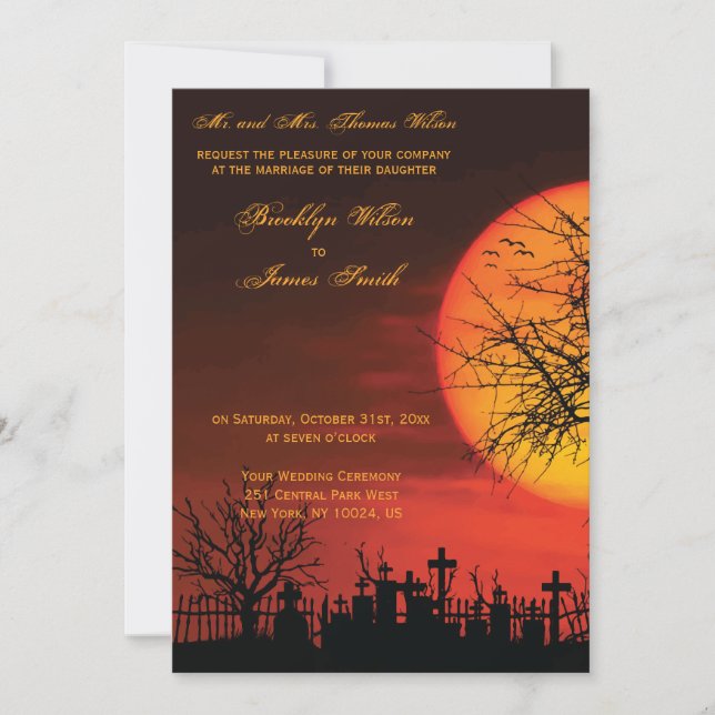 Elegant Halloween Wedding Invitations Night (Front)