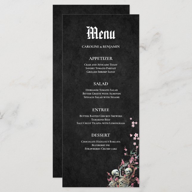 Elegant Halloween Wedding Menu (Front/Back)