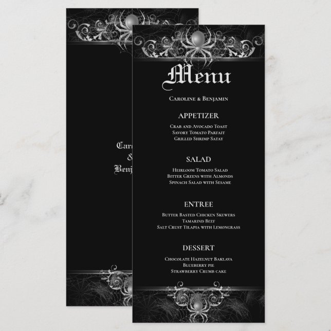 Elegant Halloween Wedding Menu (Front/Back)