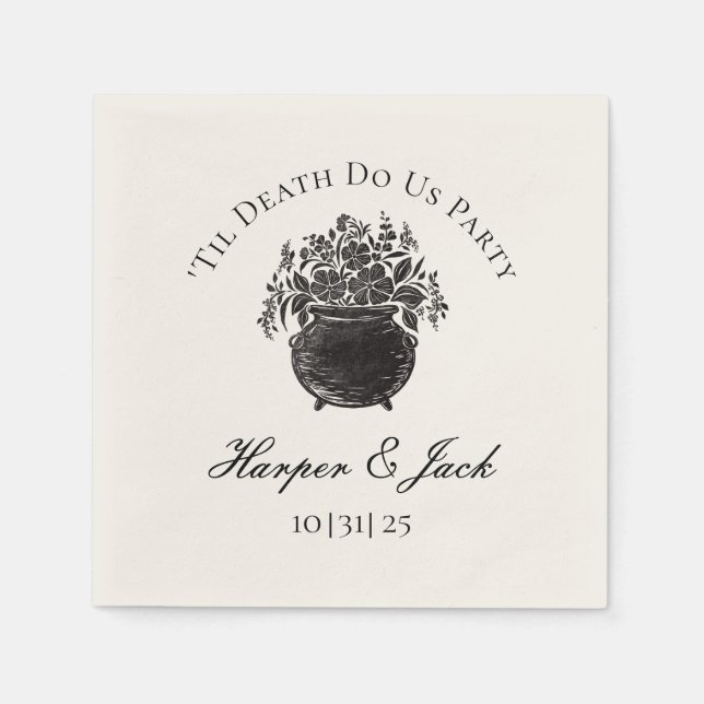 Elegant Halloween Wedding Personalised Napkins (Front)