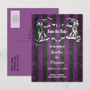 Elegant halloween wedding save the date postcard