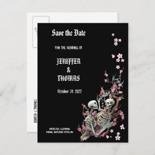 Elegant halloween wedding save the date postcard
