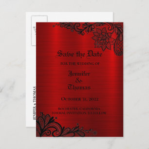 Elegant halloween wedding save the date postcard