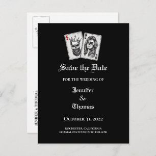 Elegant halloween wedding save the date postcard
