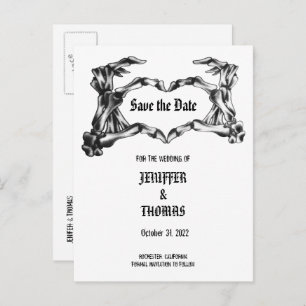 Elegant halloween wedding save the date postcard