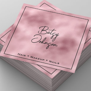 Elegant Hammered Pink Foil Salon Business Card