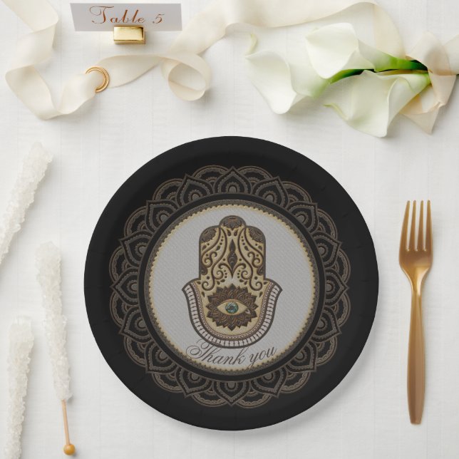 Elegant hamsa hand paper plate (Wedding)