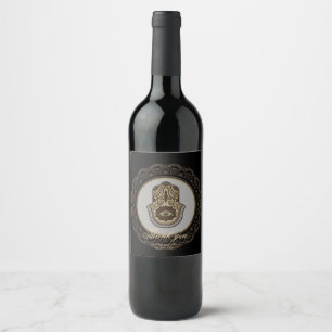 Elegant hamsa hand wine label