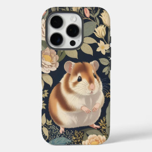 Elegant Hamster William Morris Inspired Floral iPhone 16 Pro Case